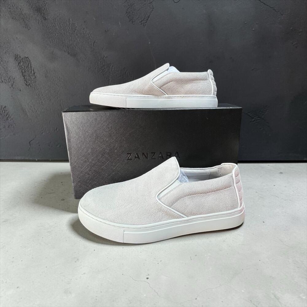 Zanzara White Suede Slip On Sneakers Shoe Size 8.5